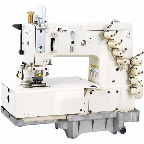 4 Needle Flatbed Double Chain Stitch Machine With Rear Puller and Front Metering Device. FC-1404-PMD