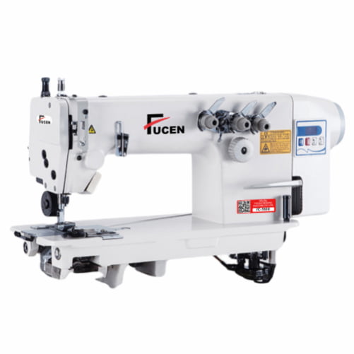 High Speed Direct Drive, Triple Needle Flatbed Chainstitch Sewing Machine With Rear Puller.