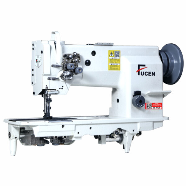 title FC-4420: Double Needle feed lockstitch sewing machine with vertical axis large hook.